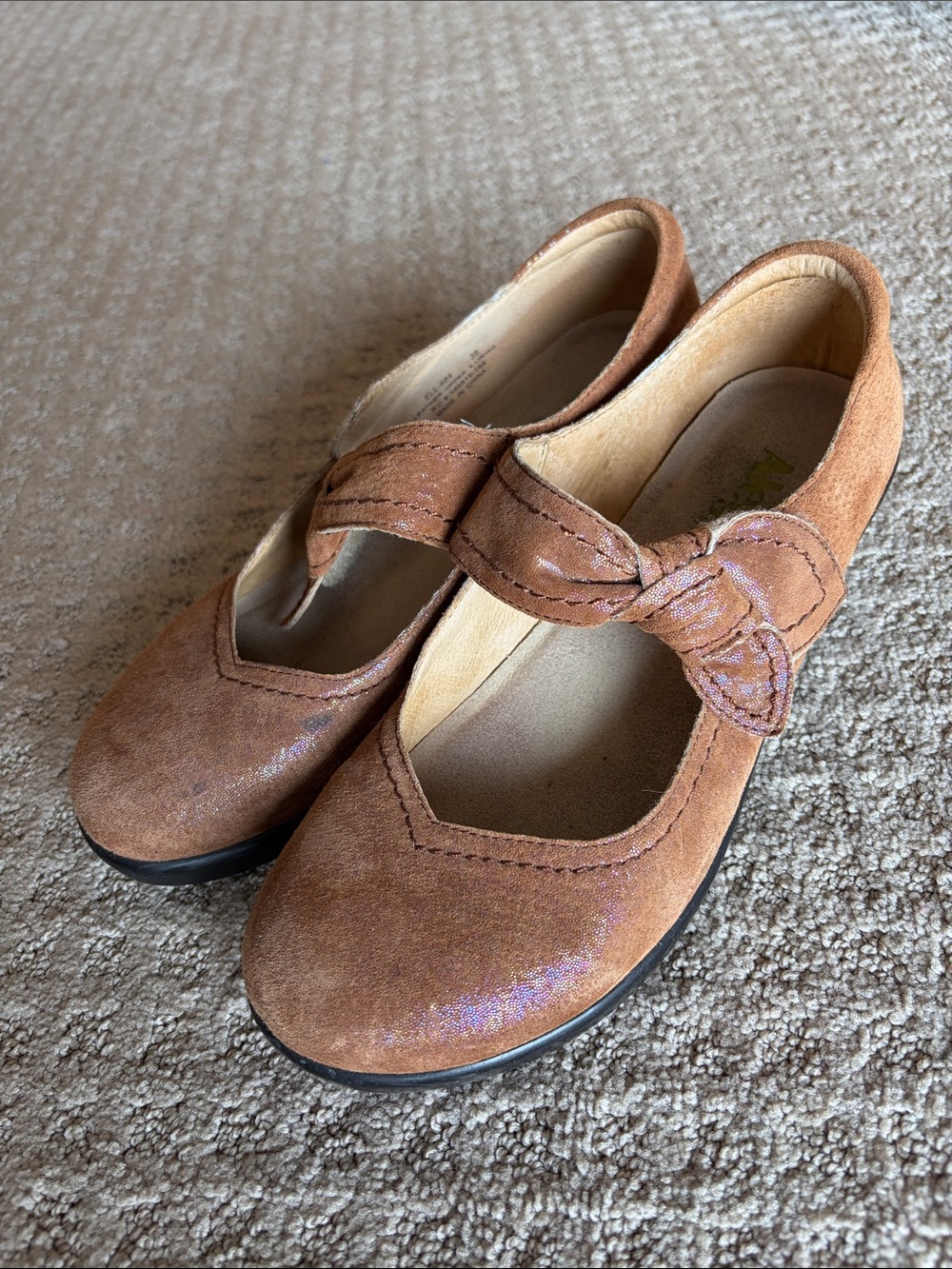 Alegria Brown Suede Knot-Strap Heels